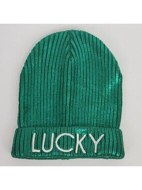 Claire's Lucky Green Foil Knit Beanie